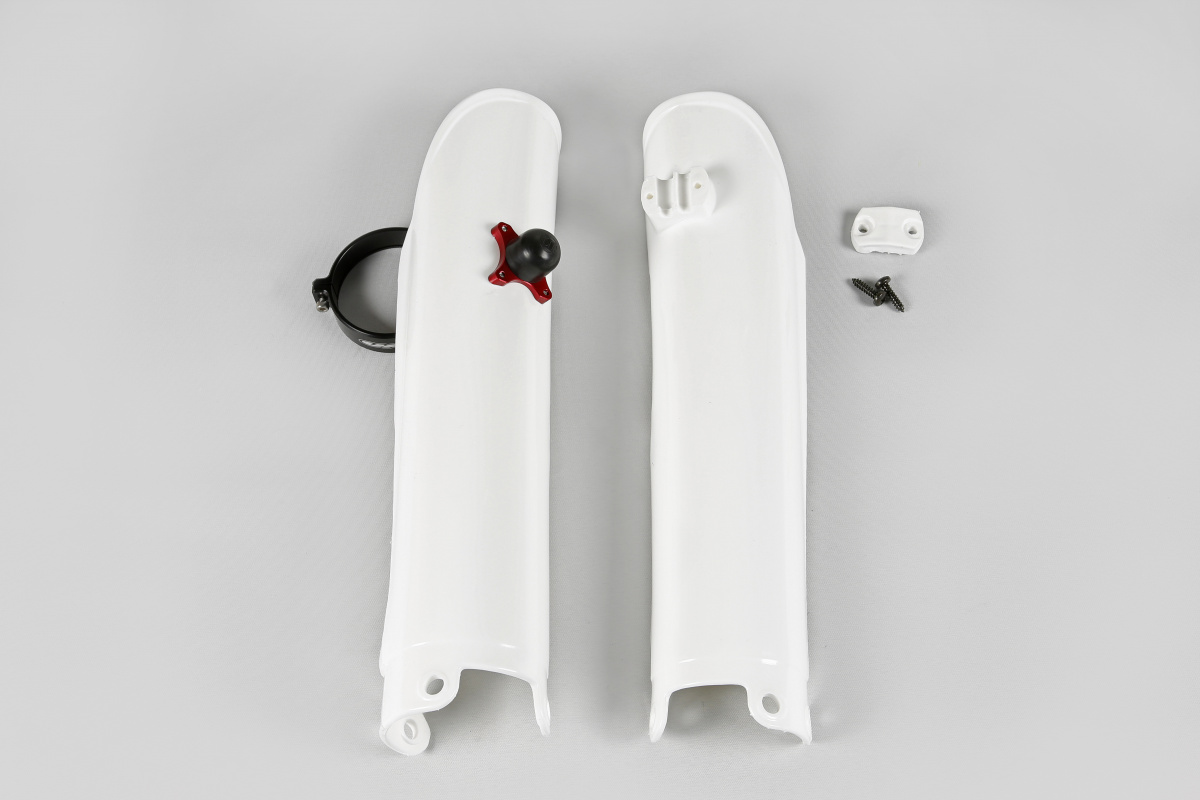 Fork Slider Protector + Quick Starter white for Ktm SX 250/XC 250 - SX 125/XC 125 - SX 450 - SX 400 - SX 520 - SX-F 250/XCF 2...