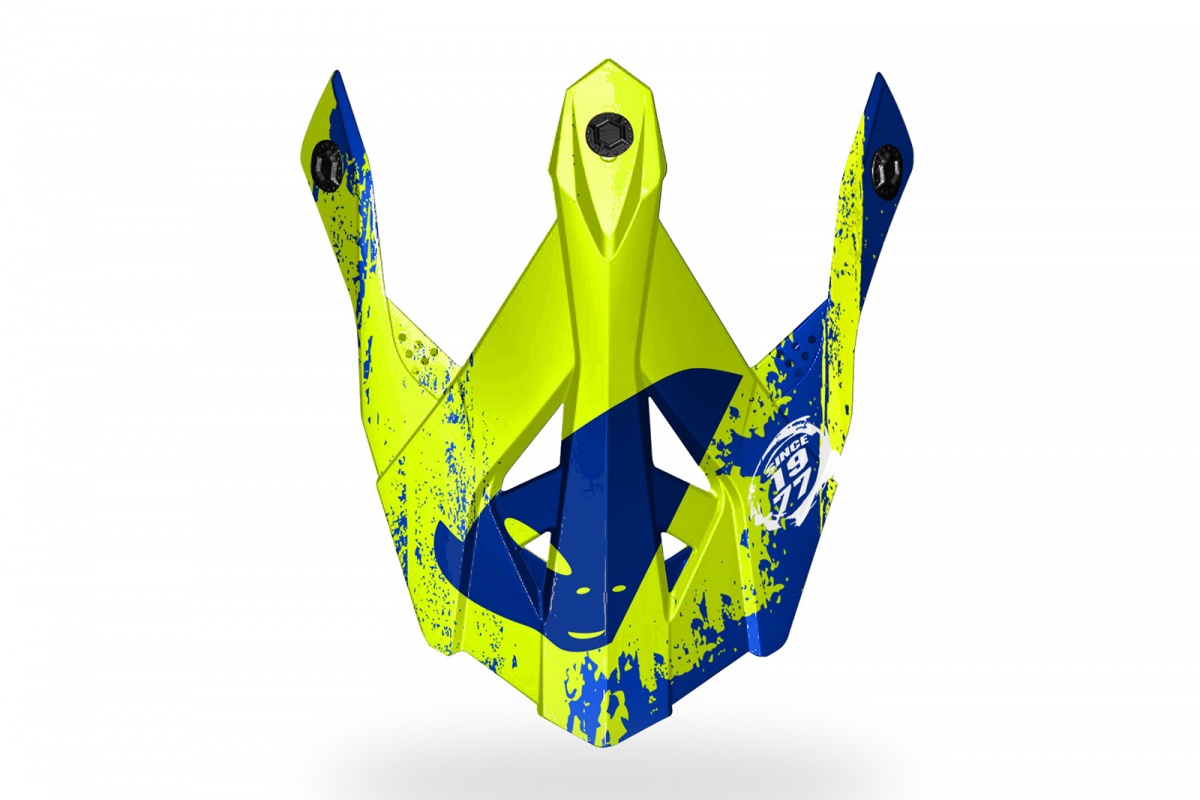 Frontino casco motocross Intrepid blu e giallo fluo - Ricambi caschi - HR137 - Ufo Plast