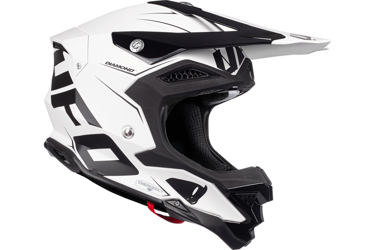 Casco motocross Diamond bianco e nero - ADULTO - He052 - Ufo Plast