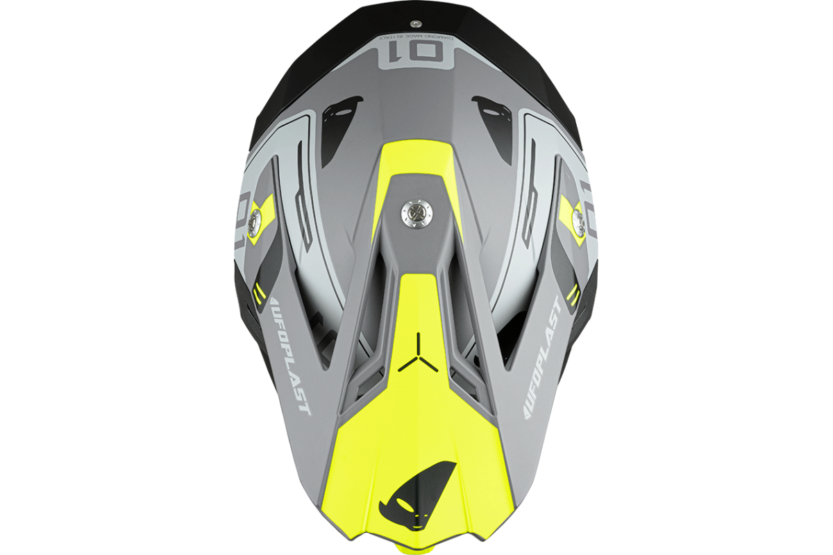 Casco motocross Diamond grigio e giallo fluo - Home - he055 - Ufo Plast