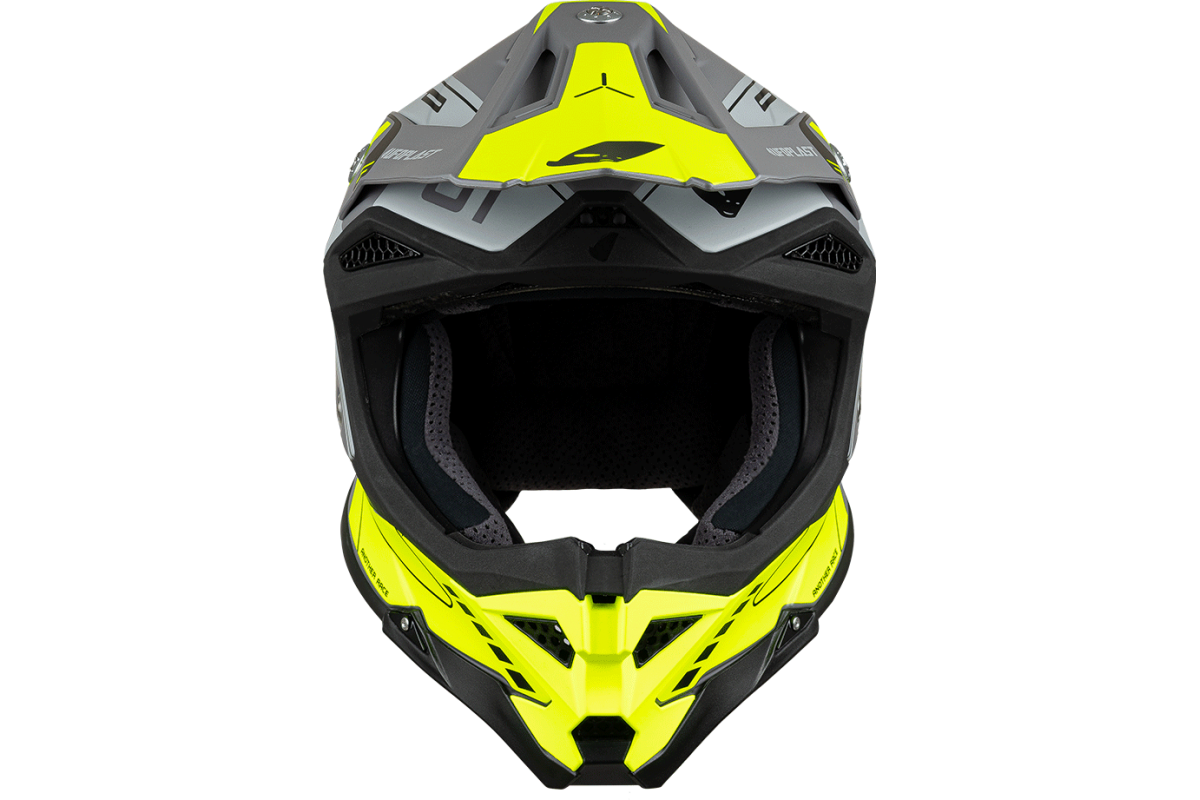 Casco motocross Diamond grigio e giallo fluo - Home - he055 - Ufo Plast