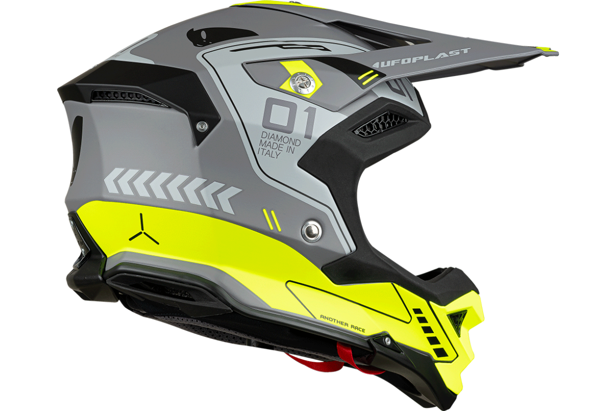 Casco motocross Diamond grigio e giallo fluo - Home - he055 - Ufo Plast