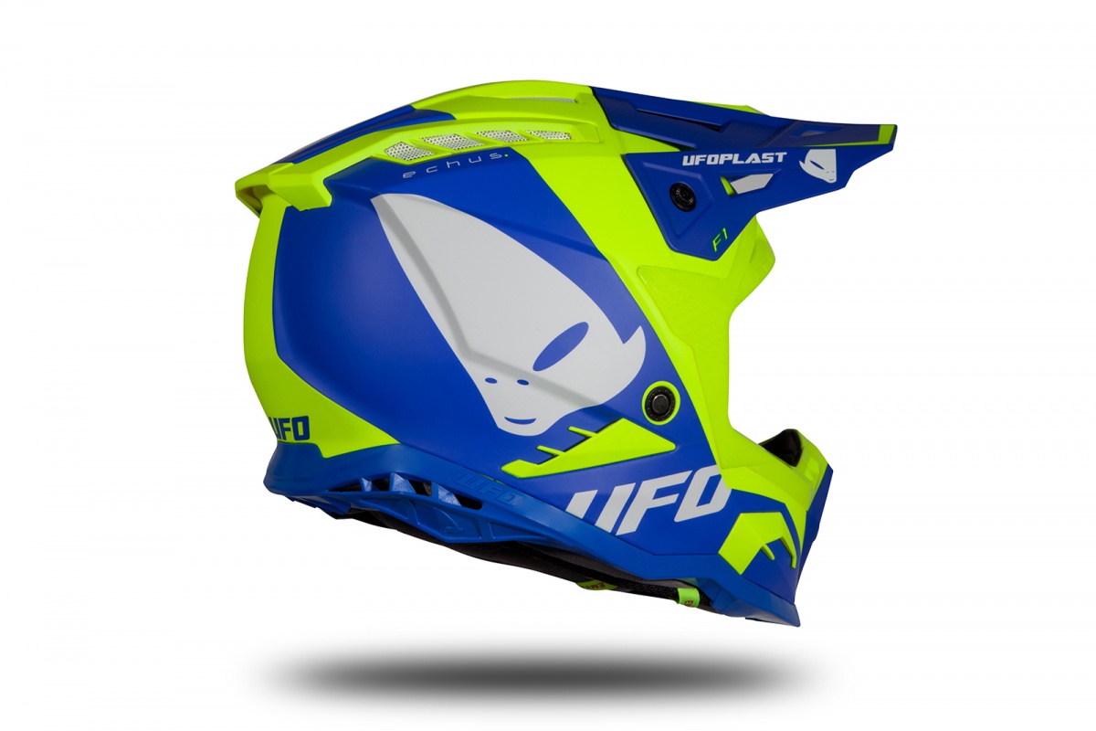 Motocross helmet Echus blue and neon yellow matt - Home - HE169 - Ufo Plast