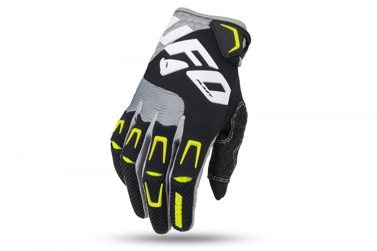 Guanti Motocross Iridium nero e giallo fluo - Guanti - GU04535-KD - Ufo Plast