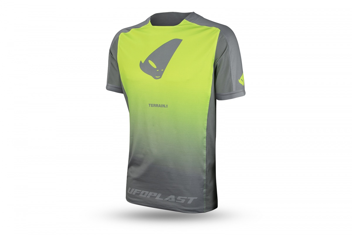 Maglia Mtb Terrain SV1 manica corta grigia e giallo fluo - Home - JE05002-ED - Ufo Plast