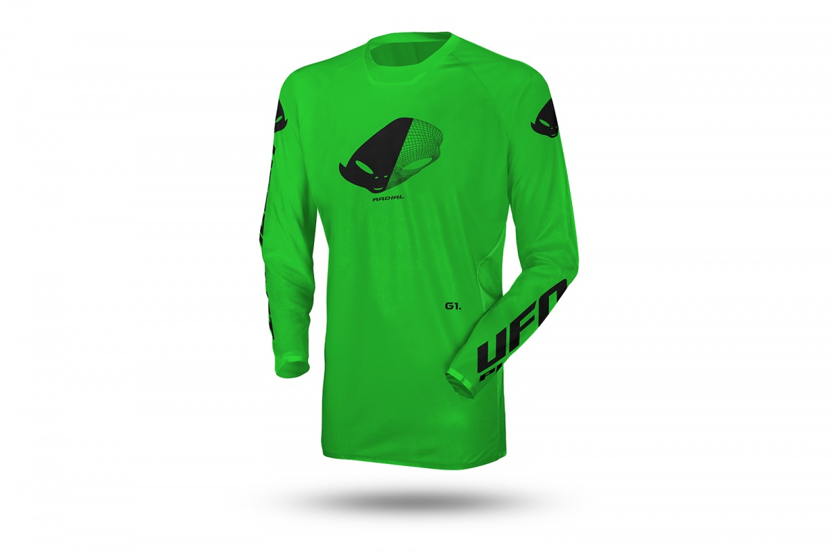 Maglia motocross Radial verde - 2023 COLLECTION - MG04527-AFLU - Ufo Plast