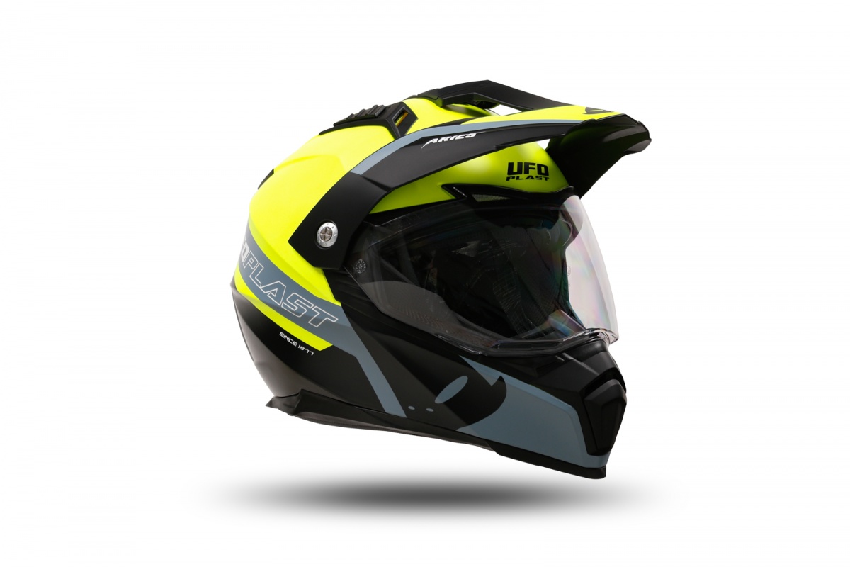 Casco motocross Aries nero e giallo fluo - Caschi - HE13500-DK - Ufo Plast