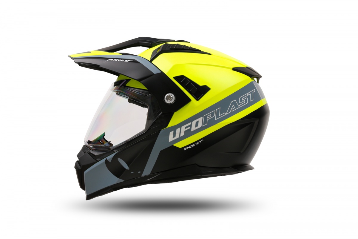 Casco motocross Aries nero e giallo fluo - Caschi - HE13500-DK - Ufo Plast