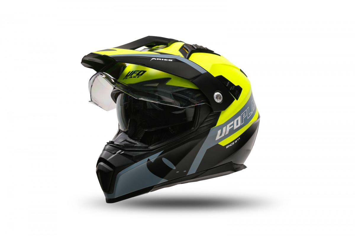 Casco motocross Aries nero e giallo fluo - Caschi - HE13500-DK - Ufo Plast