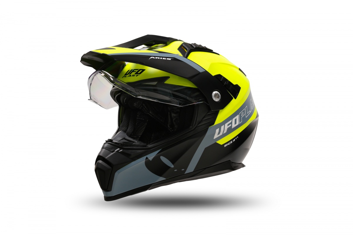 Casco motocross Aries nero e giallo fluo - Caschi - HE13500-DK - Ufo Plast