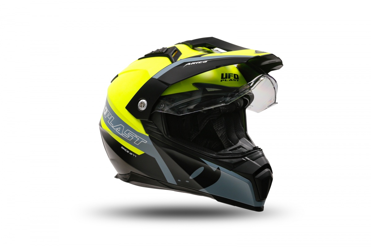 Casco motocross Aries nero e giallo fluo - Caschi - HE13500-DK - Ufo Plast