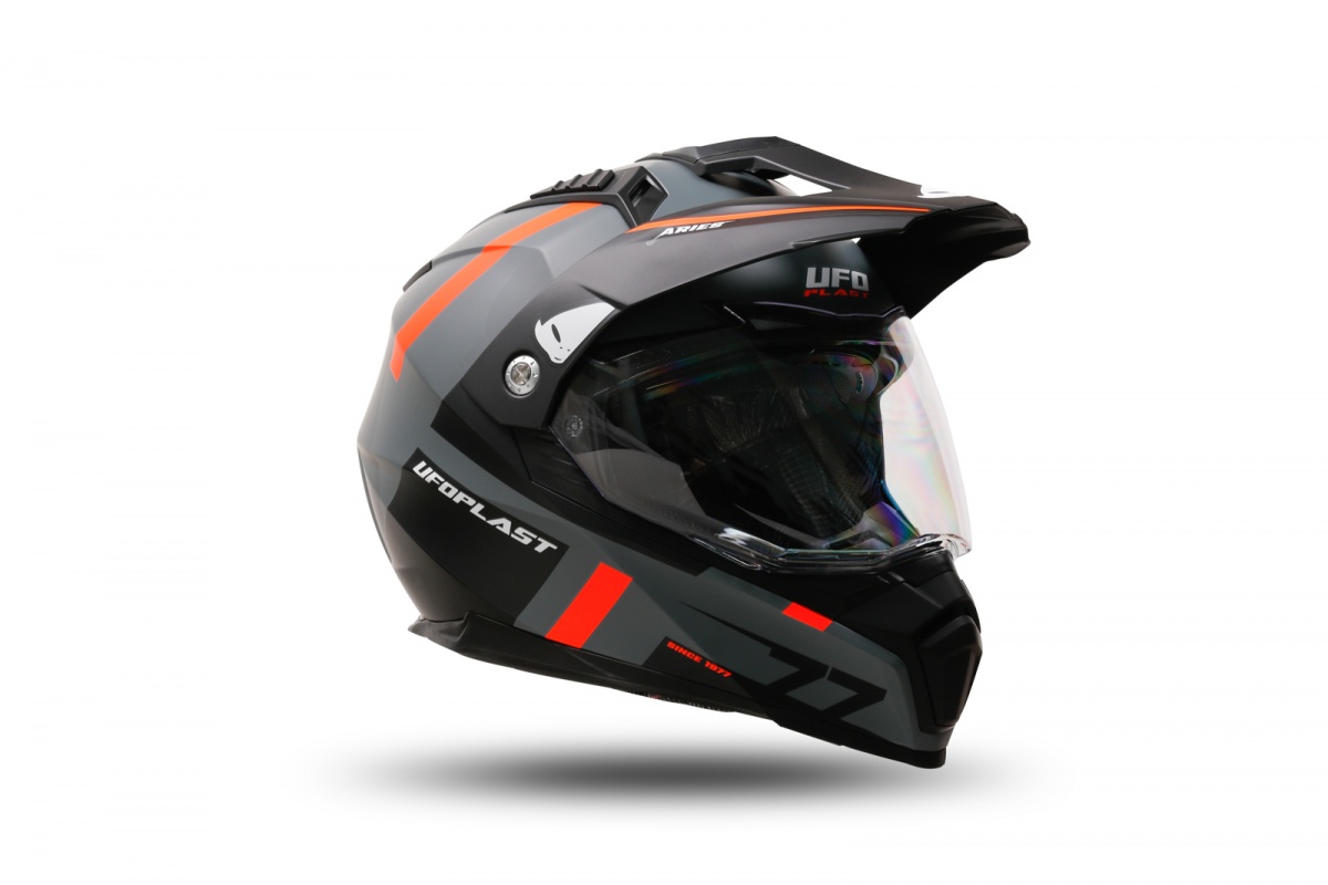 Casco motocross Aries grigio e arancione - Caschi - HE13500-EF - Ufo Plast