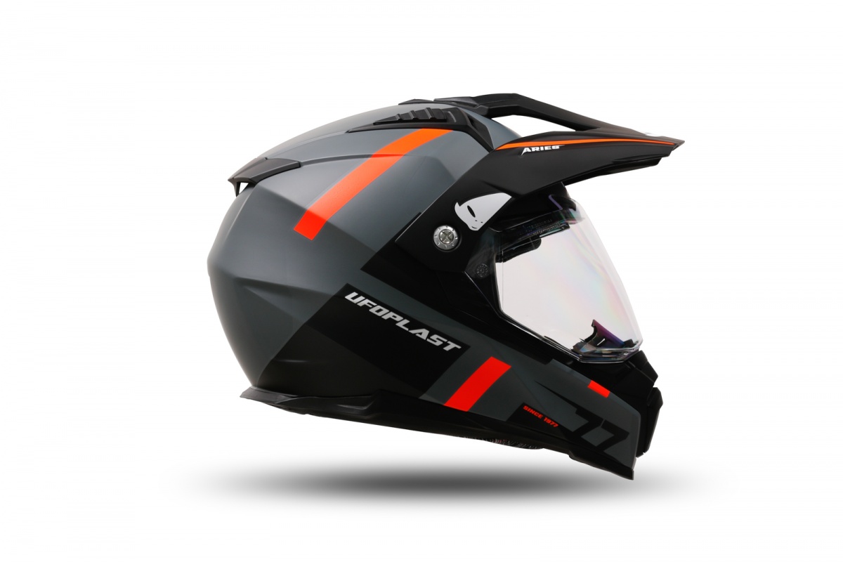 Casco motocross Aries grigio e arancione - Caschi - HE13500-EF - Ufo Plast