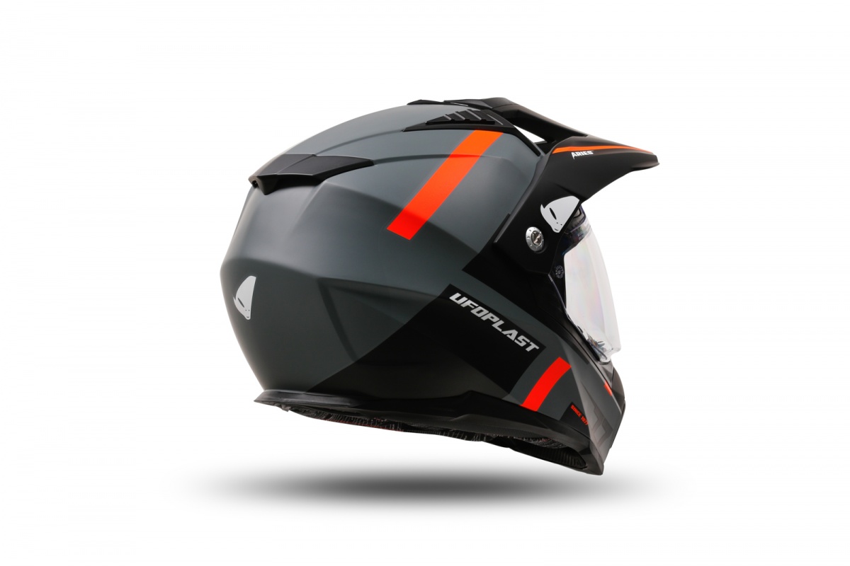 Casco motocross Aries grigio e arancione - Caschi - HE13500-EF - Ufo Plast