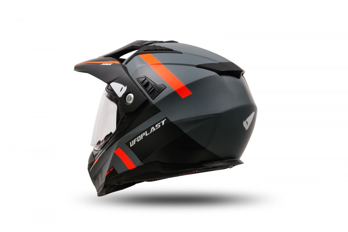 Casco motocross Aries grigio e arancione - Caschi - HE13500-EF - Ufo Plast