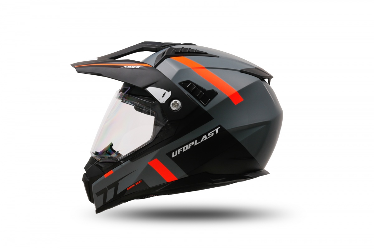 Casco motocross Aries grigio e arancione - Caschi - HE13500-EF - Ufo Plast