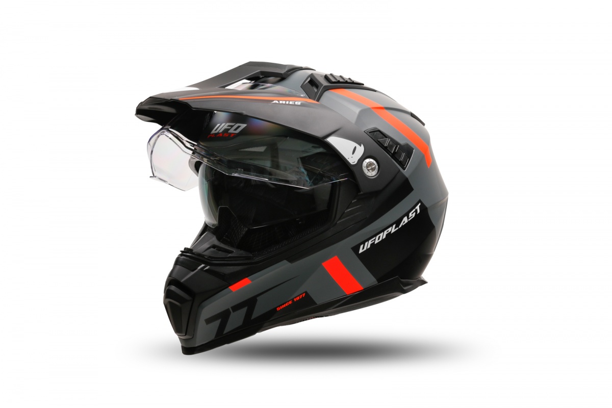 Casco motocross Aries grigio e arancione - Caschi - HE13500-EF - Ufo Plast