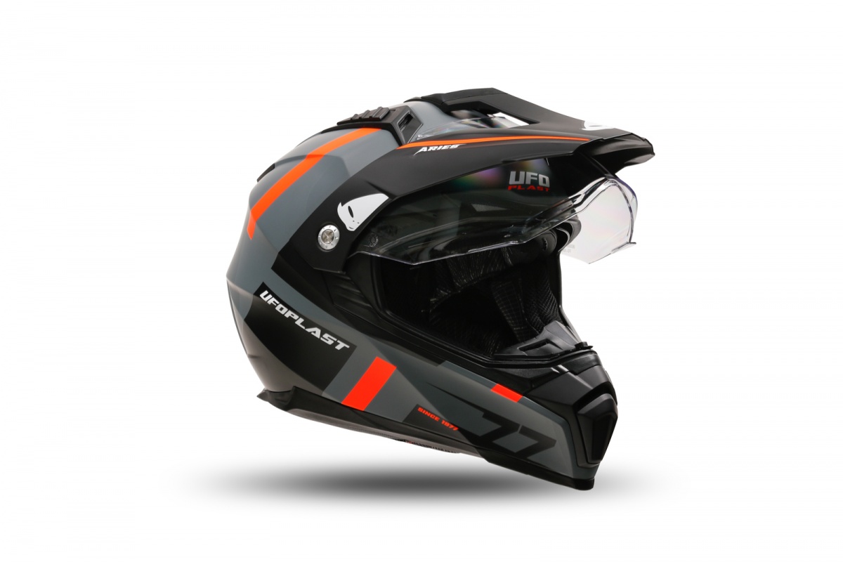 Casco motocross Aries grigio e arancione - Caschi - HE13500-EF - Ufo Plast