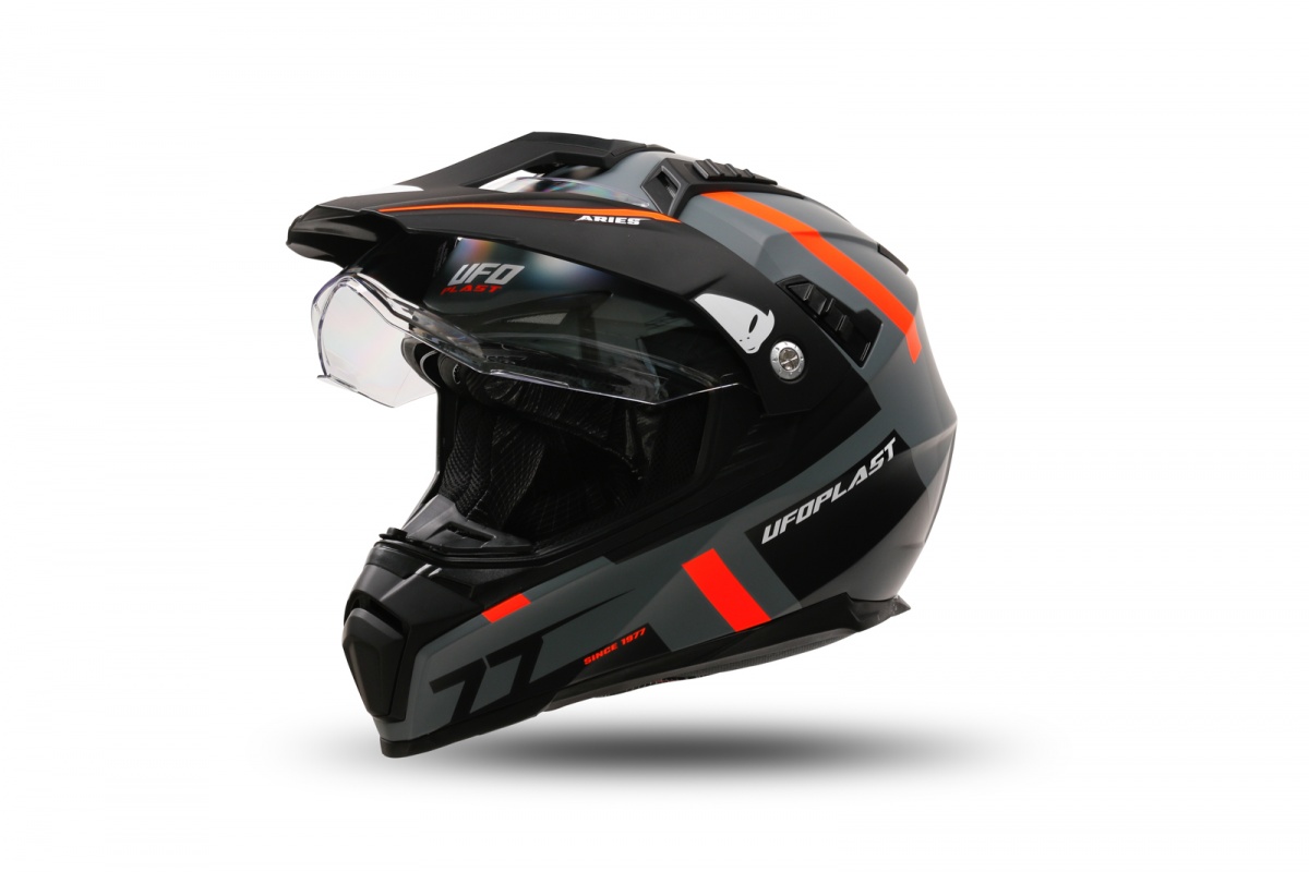 Casco motocross Aries grigio e arancione - Caschi - HE13500-EF - Ufo Plast