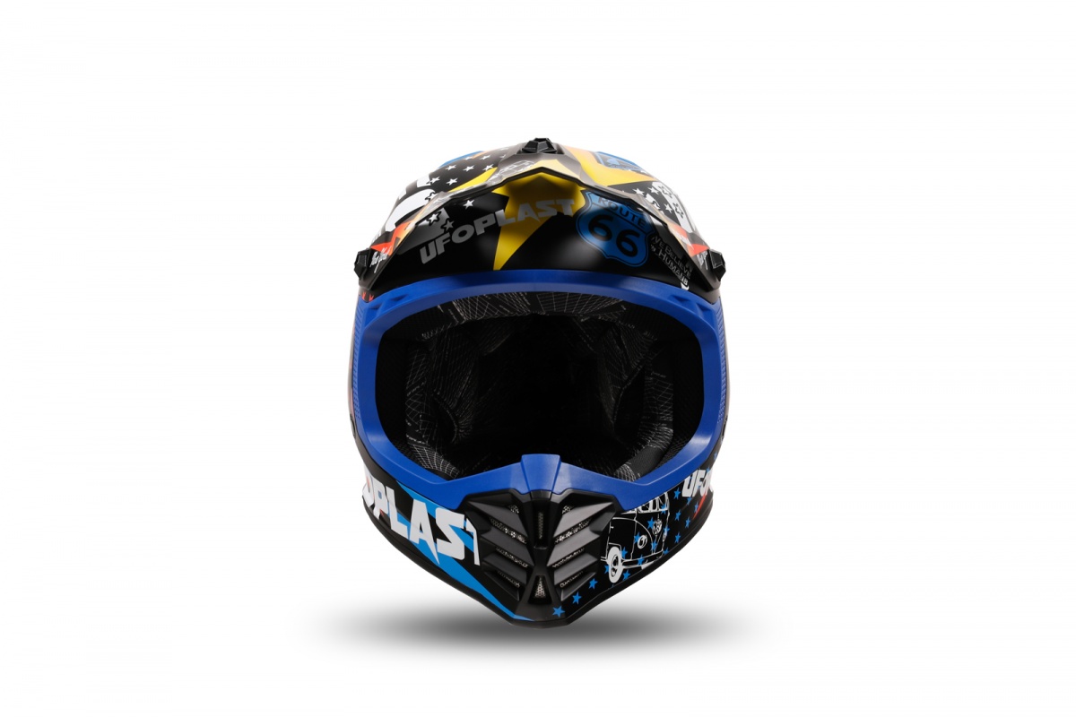 Casco motocross Korey da bambino nero, giallo e blu - Caschi - HE13600-CD - Ufo Plast