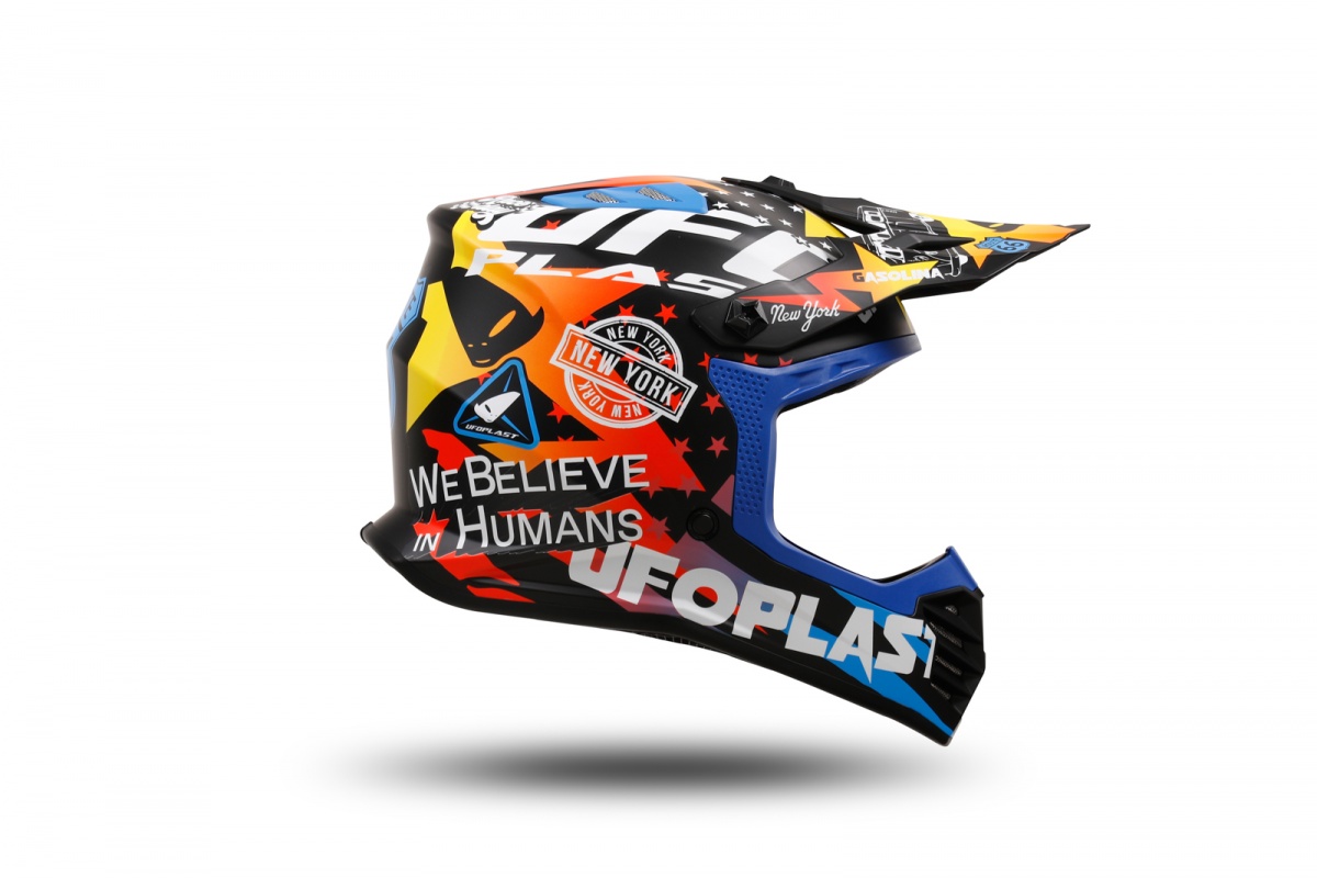 Casco motocross Korey da bambino nero, giallo e blu - Caschi - HE13600-CD - Ufo Plast