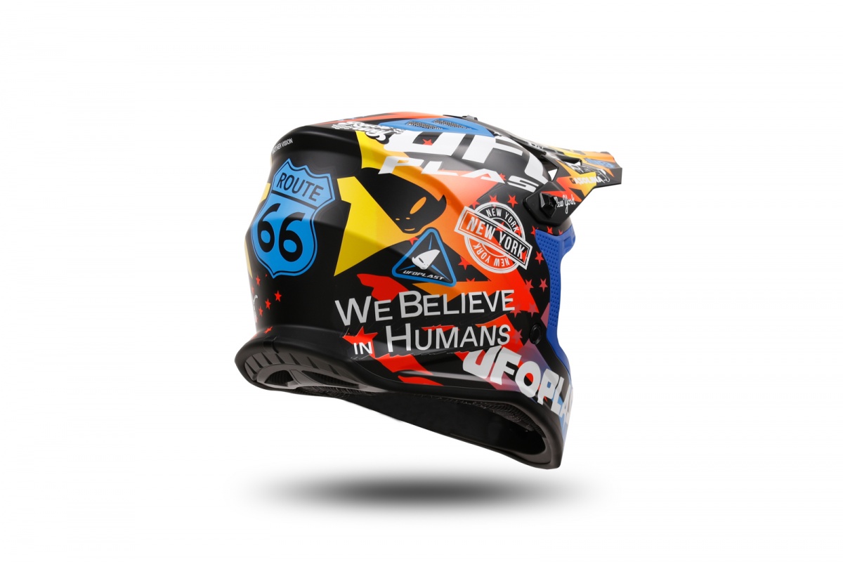 Casco motocross Korey da bambino nero, giallo e blu - Caschi - HE13600-CD - Ufo Plast