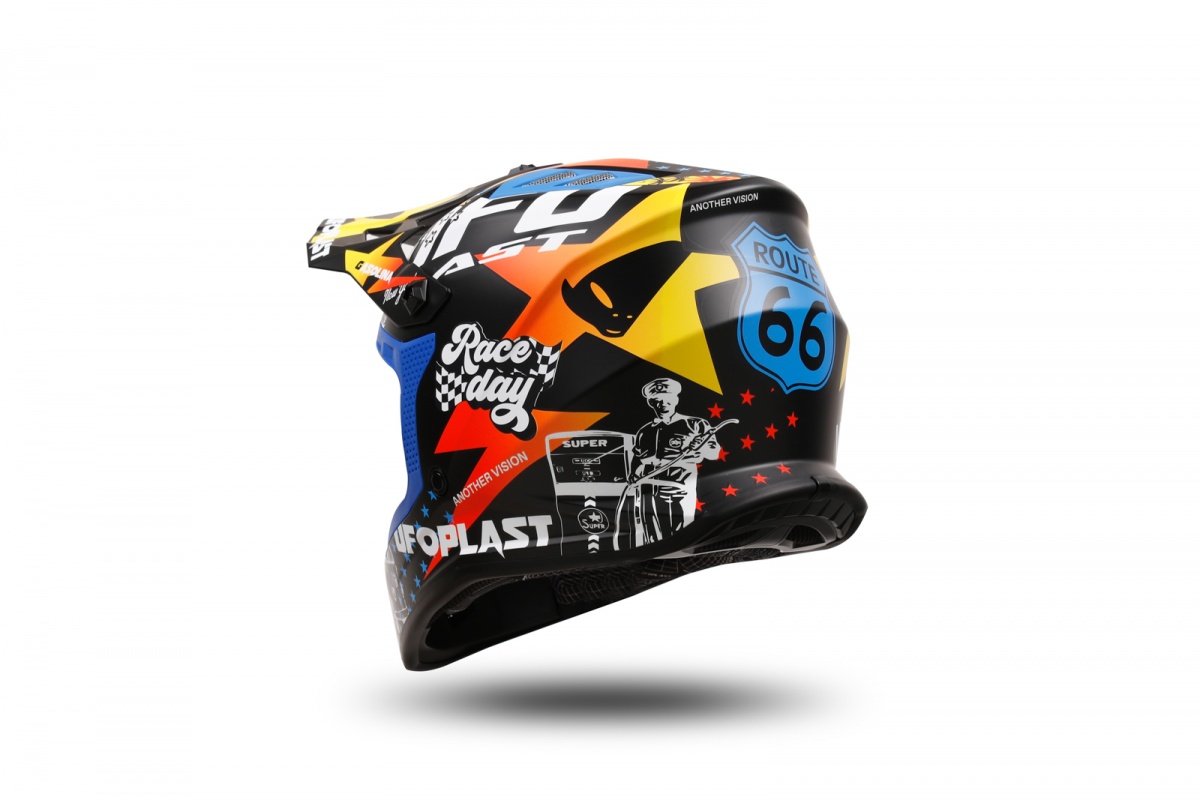 Casco motocross Korey da bambino nero, giallo e blu - Caschi - HE13600-CD - Ufo Plast