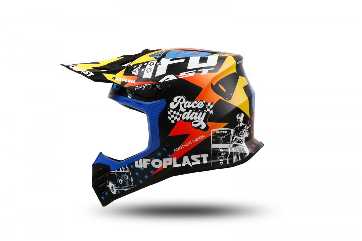 Casco motocross Korey da bambino nero, giallo e blu - Caschi - HE13600-CD - Ufo Plast