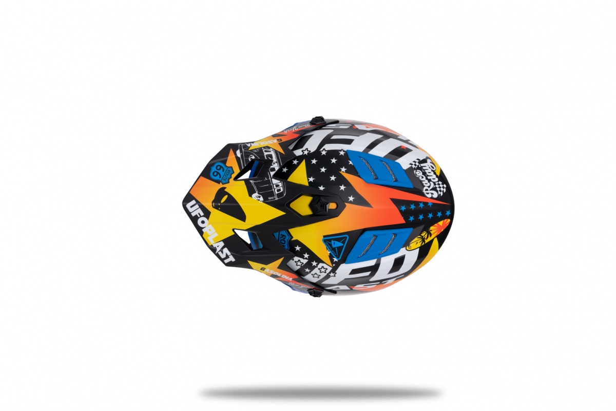 Casco motocross Korey da bambino nero, giallo e blu - Caschi - HE13600-CD - Ufo Plast