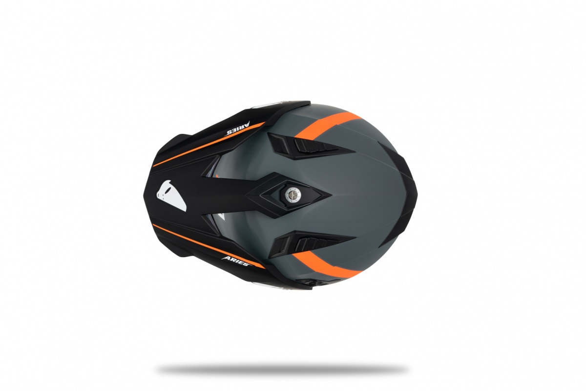 Casco motocross Aries grigio e arancione - Caschi - HE13500-EF - Ufo Plast