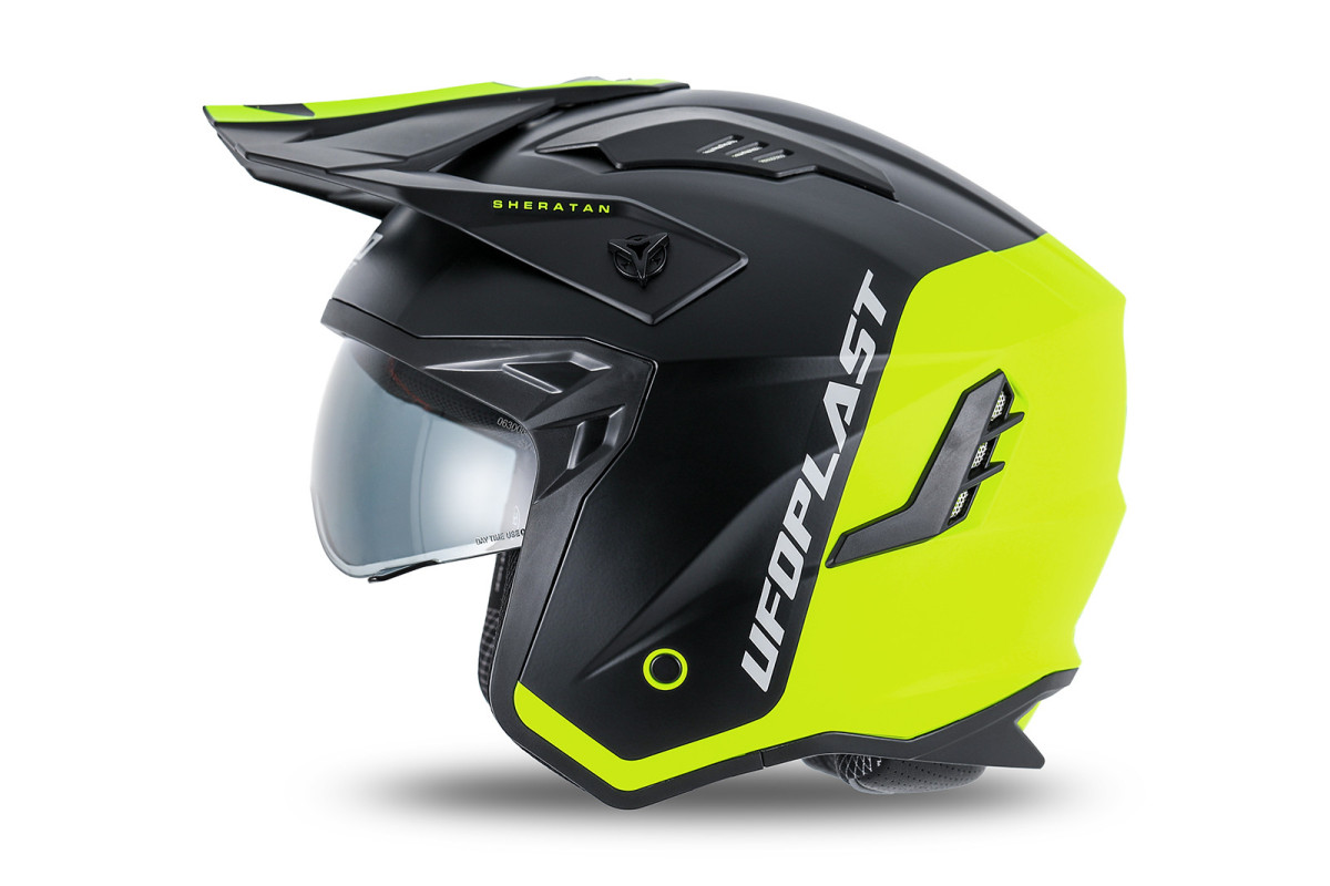 Casco cross Jet Sheratan giallo fluo e nero