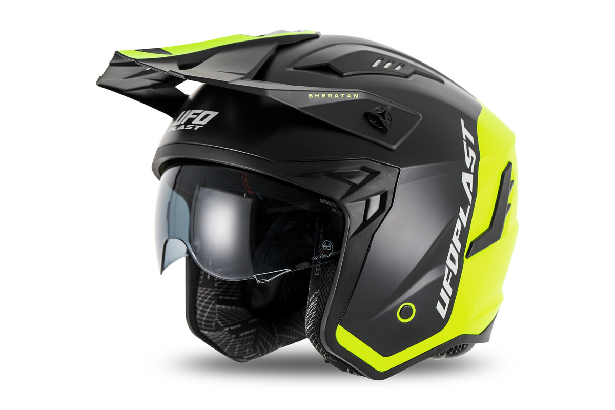 Casco cross Jet Sheratan giallo fluo e nero