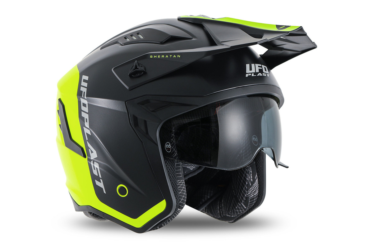 Casco cross Jet Sheratan giallo fluo e nero