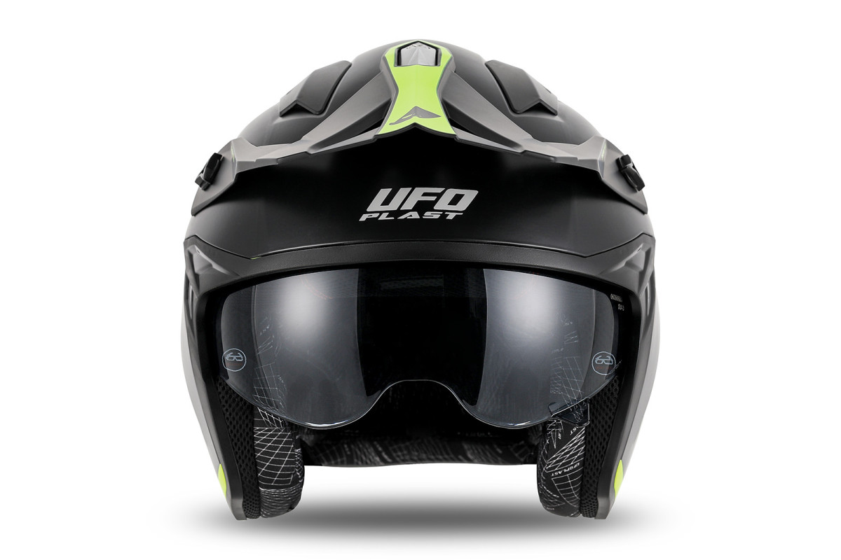 Casco cross Jet Sheratan giallo fluo e nero