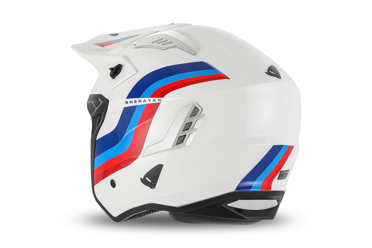 Casco cross Jet Sheratan bianco, rosso, blu