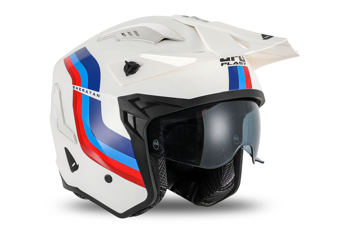 Casco cross Jet Sheratan bianco, rosso, blu