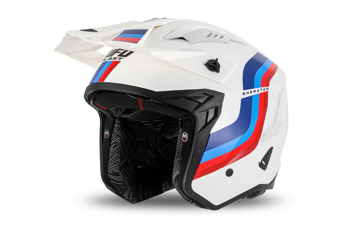 Casco cross Jet Sheratan bianco, rosso, blu